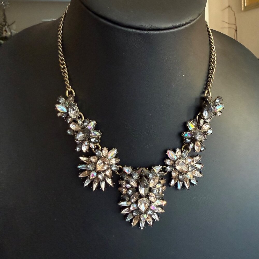 Sugarfix Baublebar Clear Faceted Crystal Statement Necklace 16 to 18 Inches